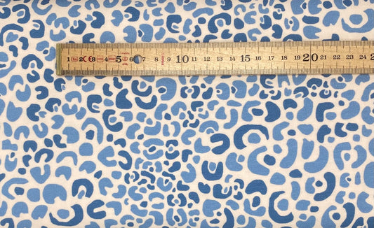 Blue Leopard Print Stretch Jersey