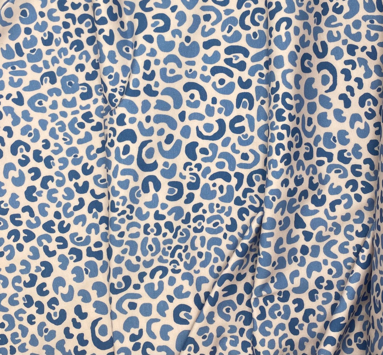 Blue Leopard Print Stretch Jersey