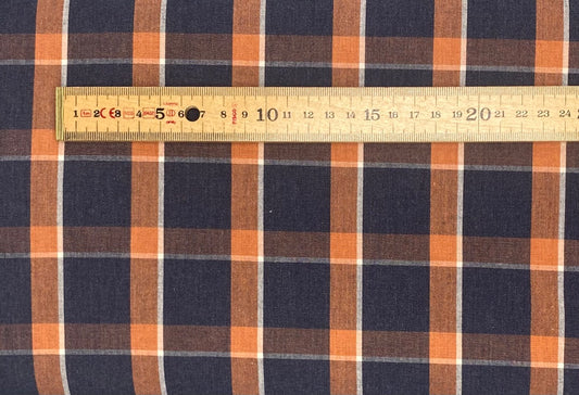 Navy and Orange Check - Cotton