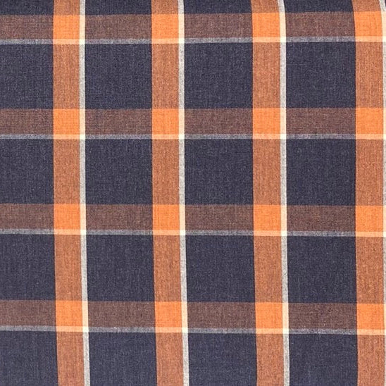 Navy and Orange Check - Cotton