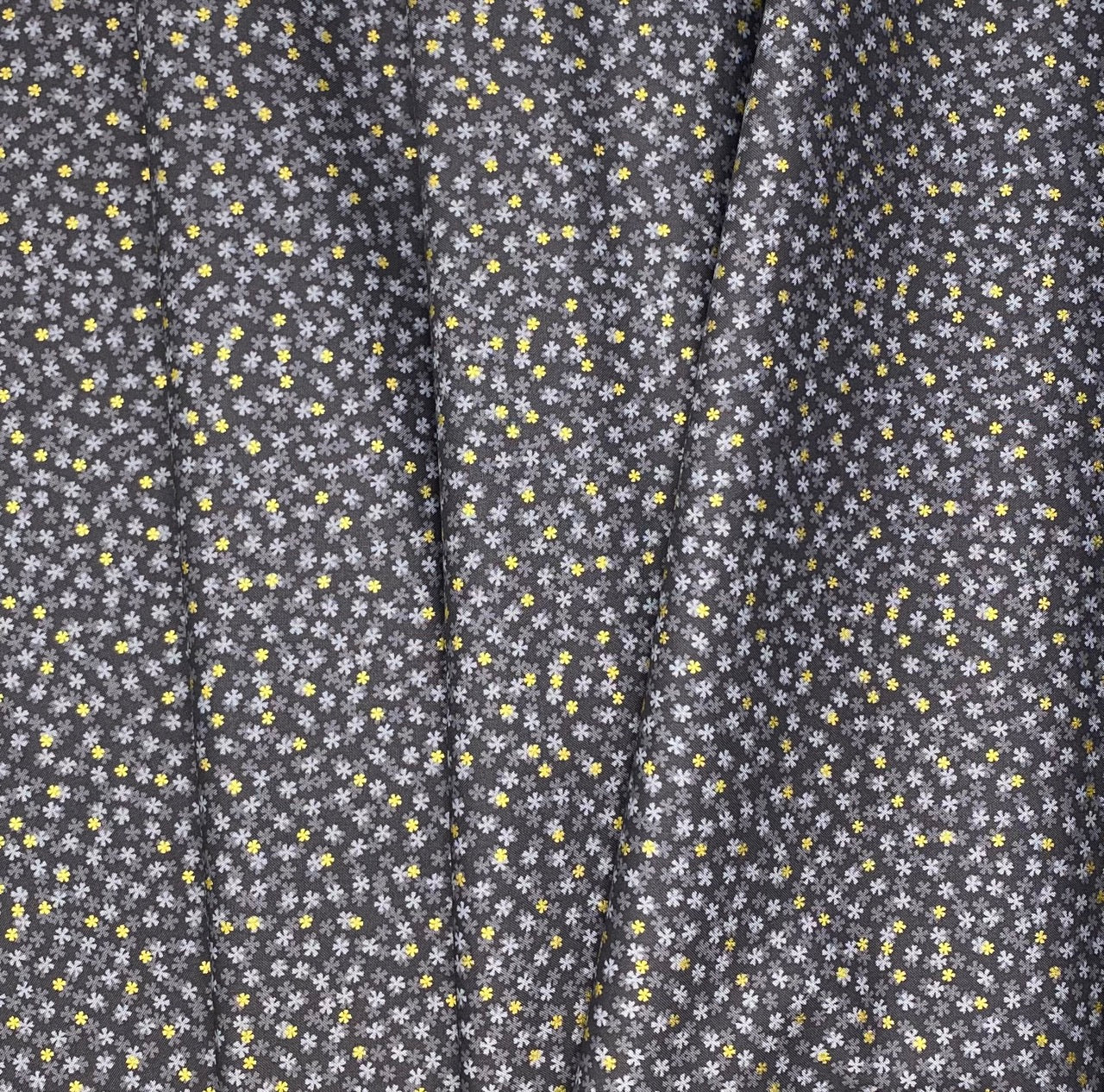 Tiny blossom on charcoal with gold metallic