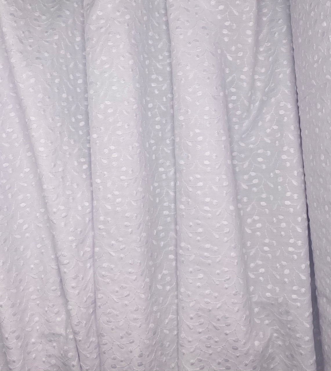 White Vine Embroidered poly cotton