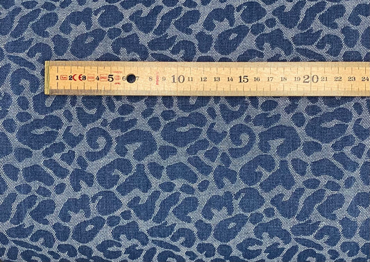Leopard Washed Denim Jacquard - Medium Blue