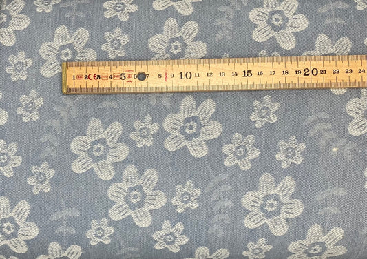Flower Washed Denim Jacquard - Light Blue