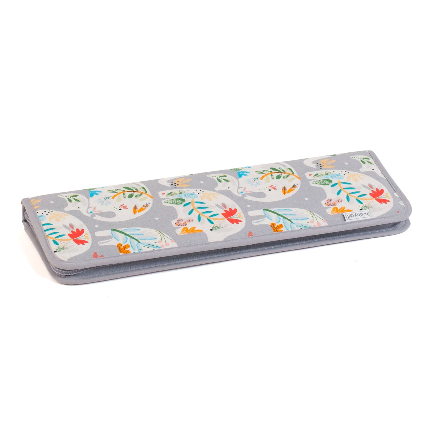 Knitting Pin Case with Tape Measure Trim: Elephants