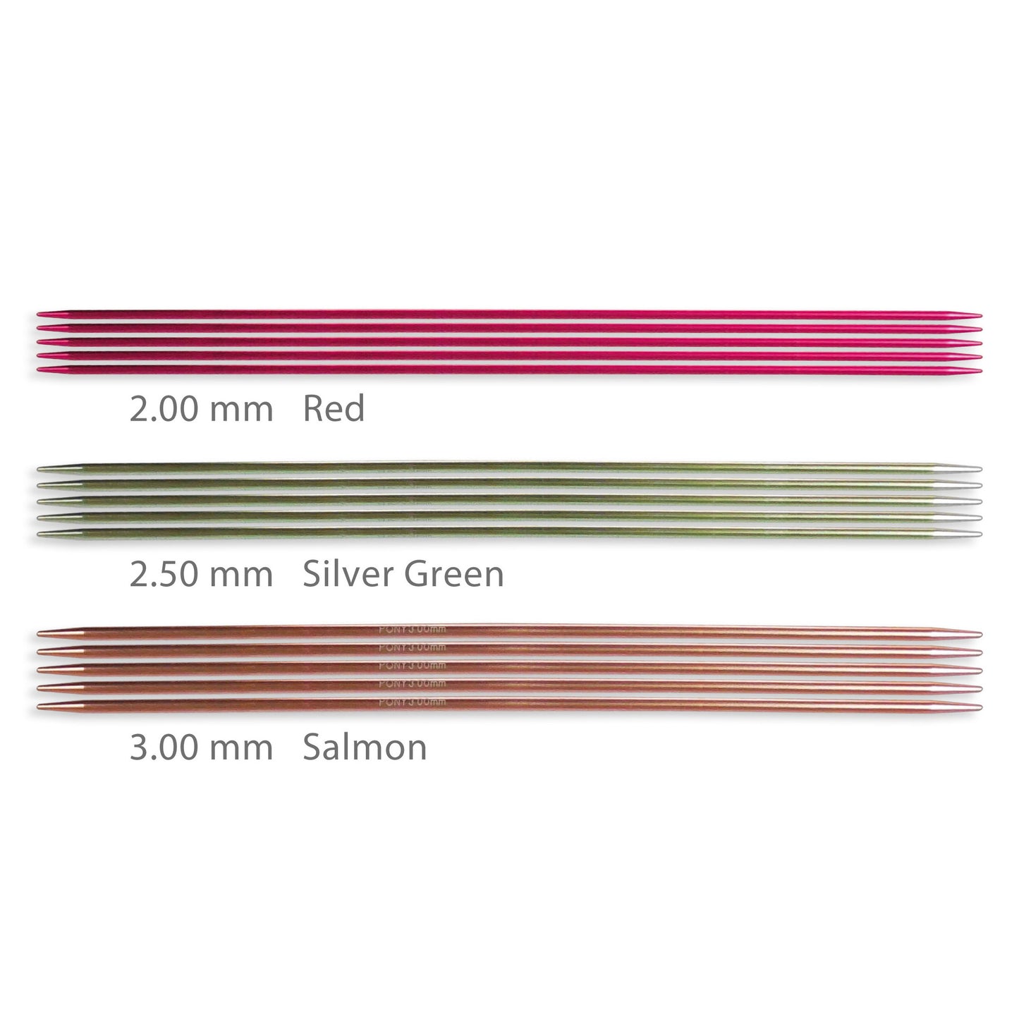 Pony Colour - Double Pointed Knitting Pins: 2.00, 2.50 & 3.00mm