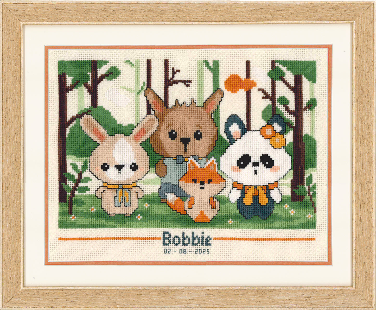Panda and Friends Counted Cross Stitch Kit: Birth Record