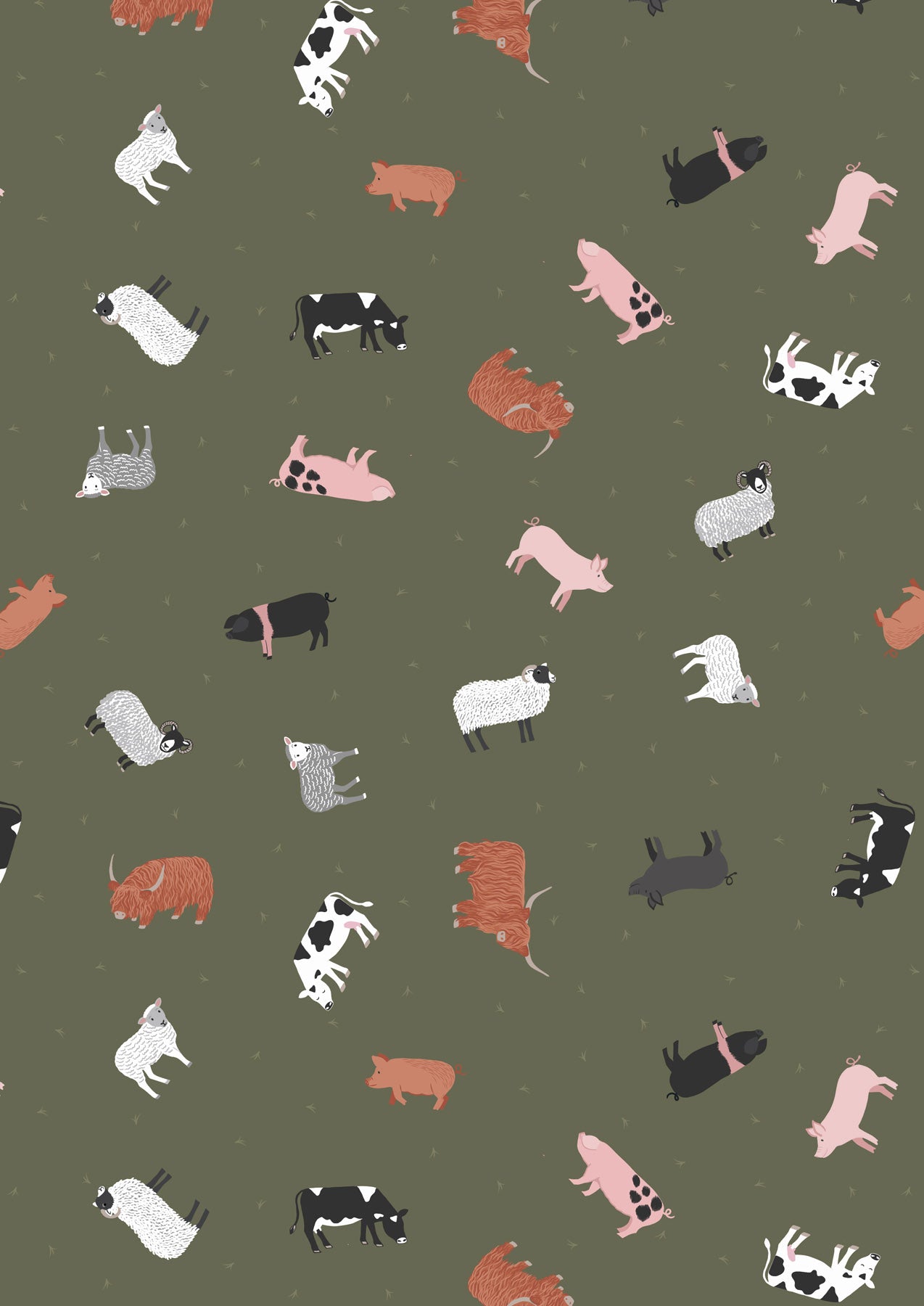 Farm animals on country green
