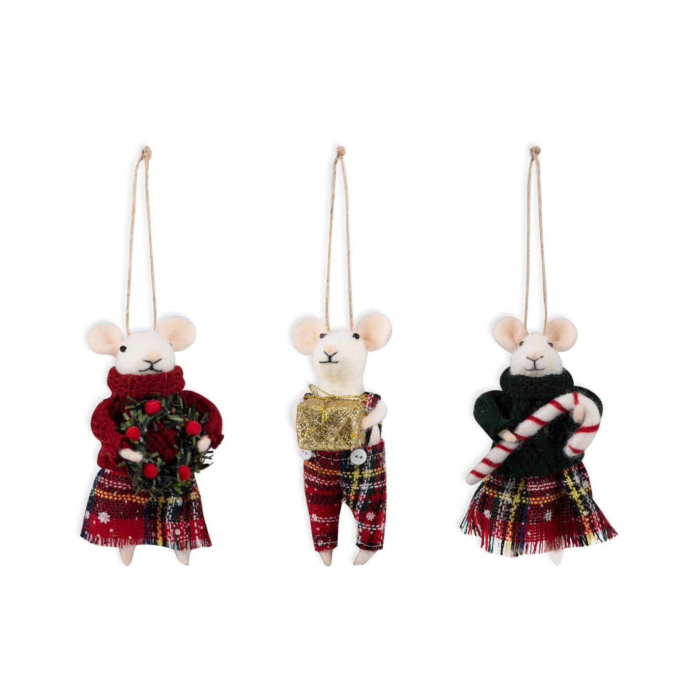 Needle Felting Kit: Tartan Mice Trio