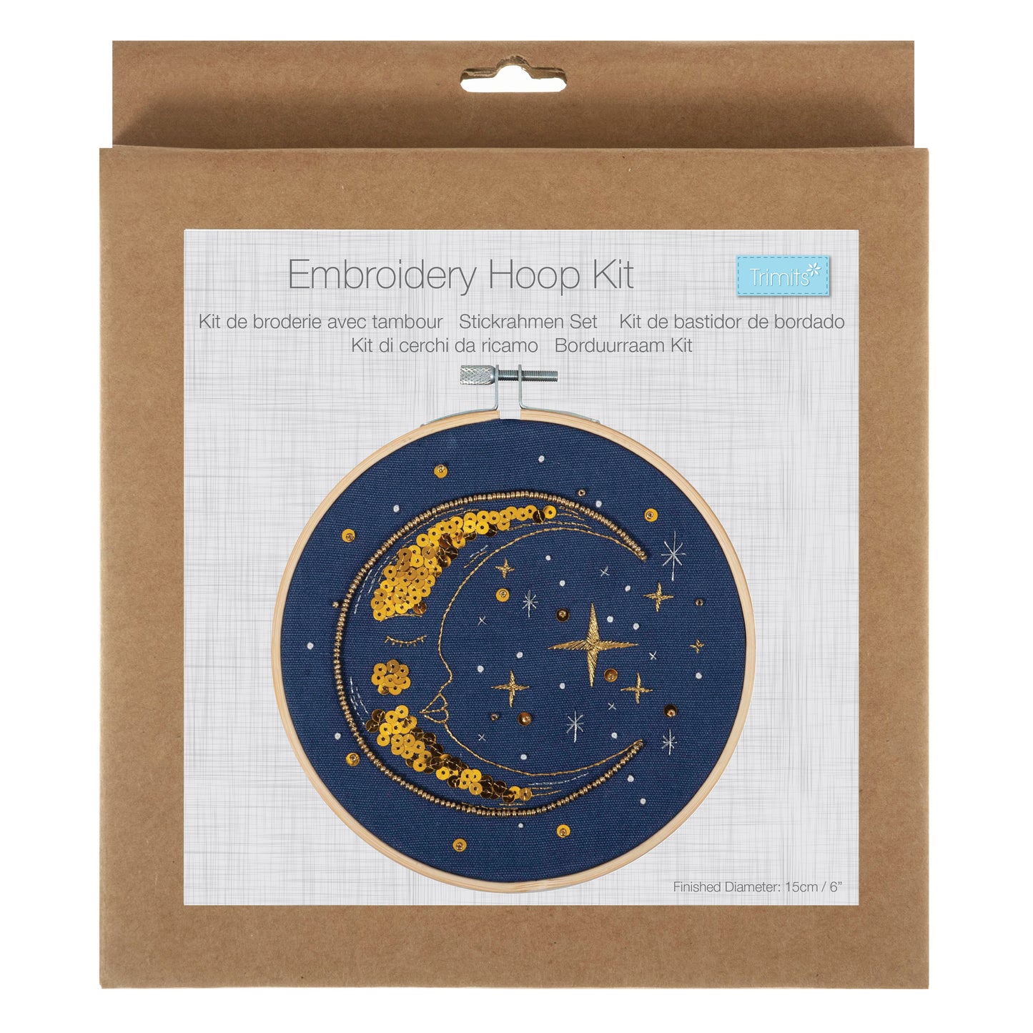 Embroidery Kit with Hoop: Moon