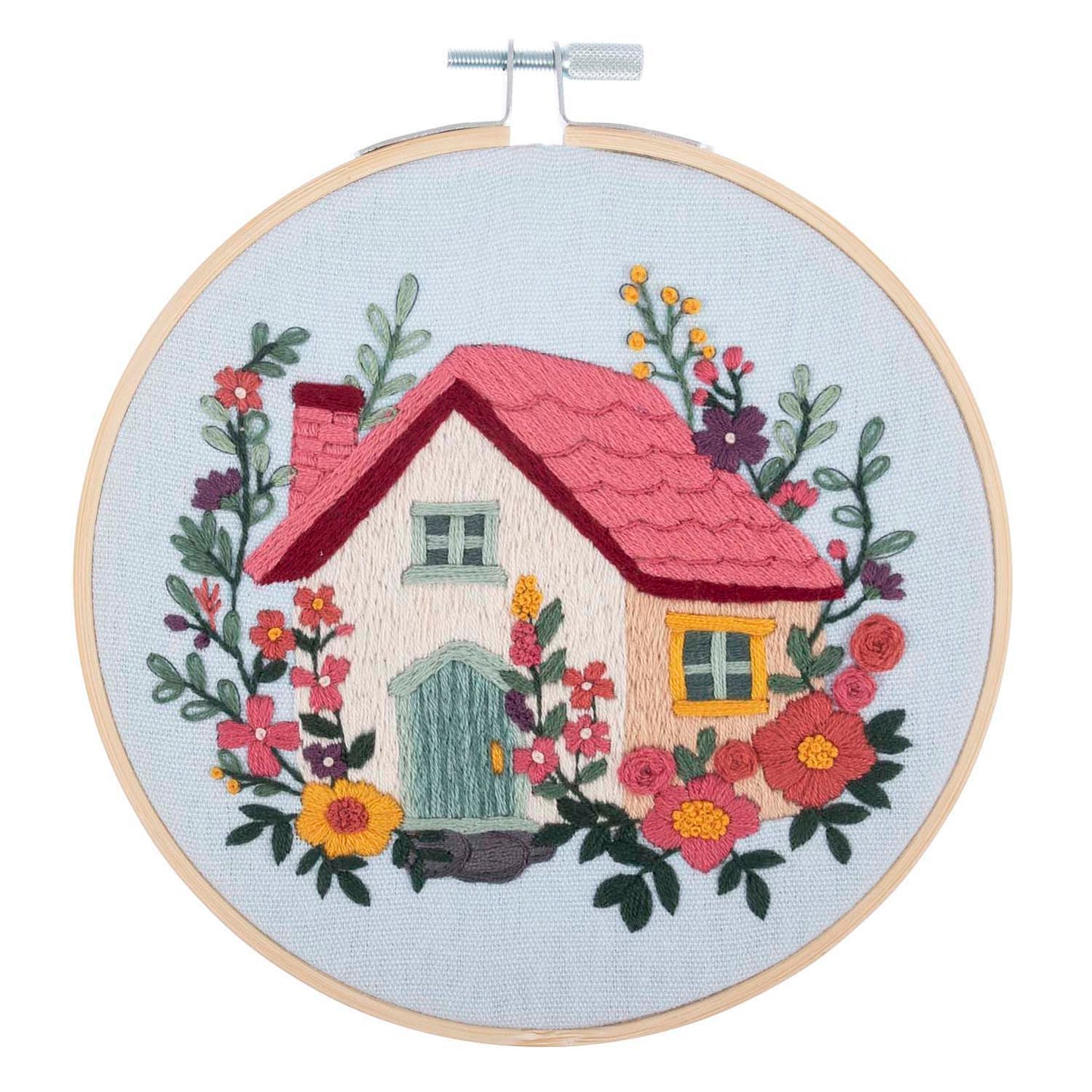 Embroidery Kit with Hoop: House