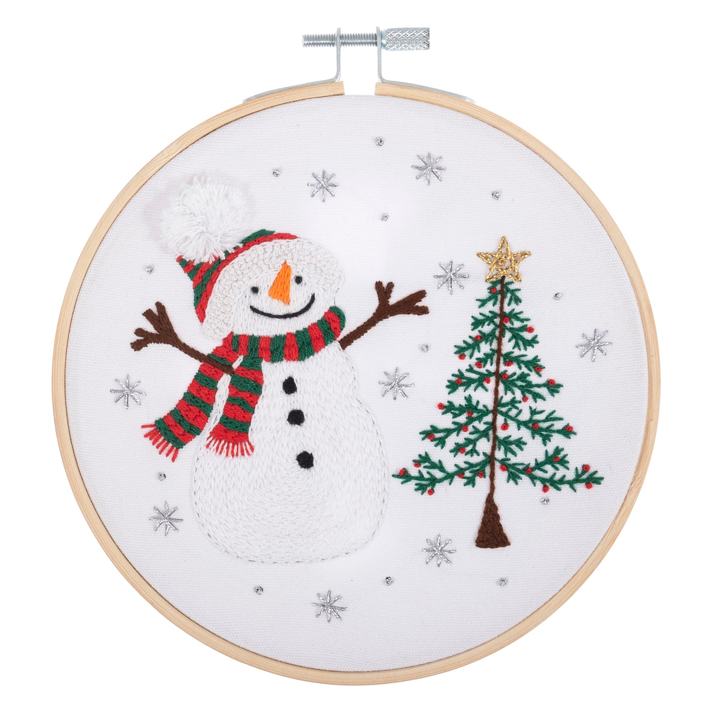 Embroidery Kit with Hoop: Snowman