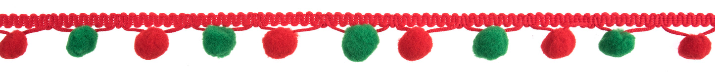 25mm Green/Red Pompom Trim