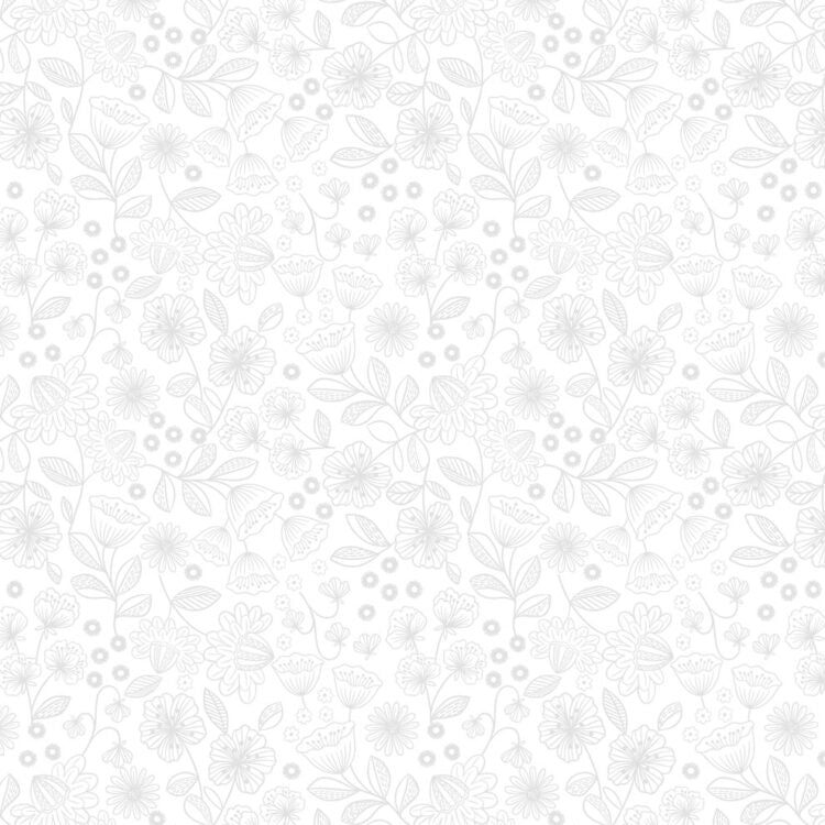 Floral garden white on white