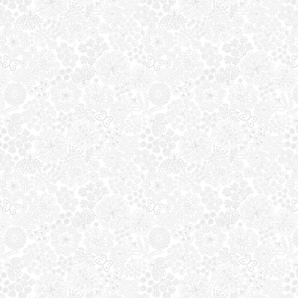 Butterfly floral white on white