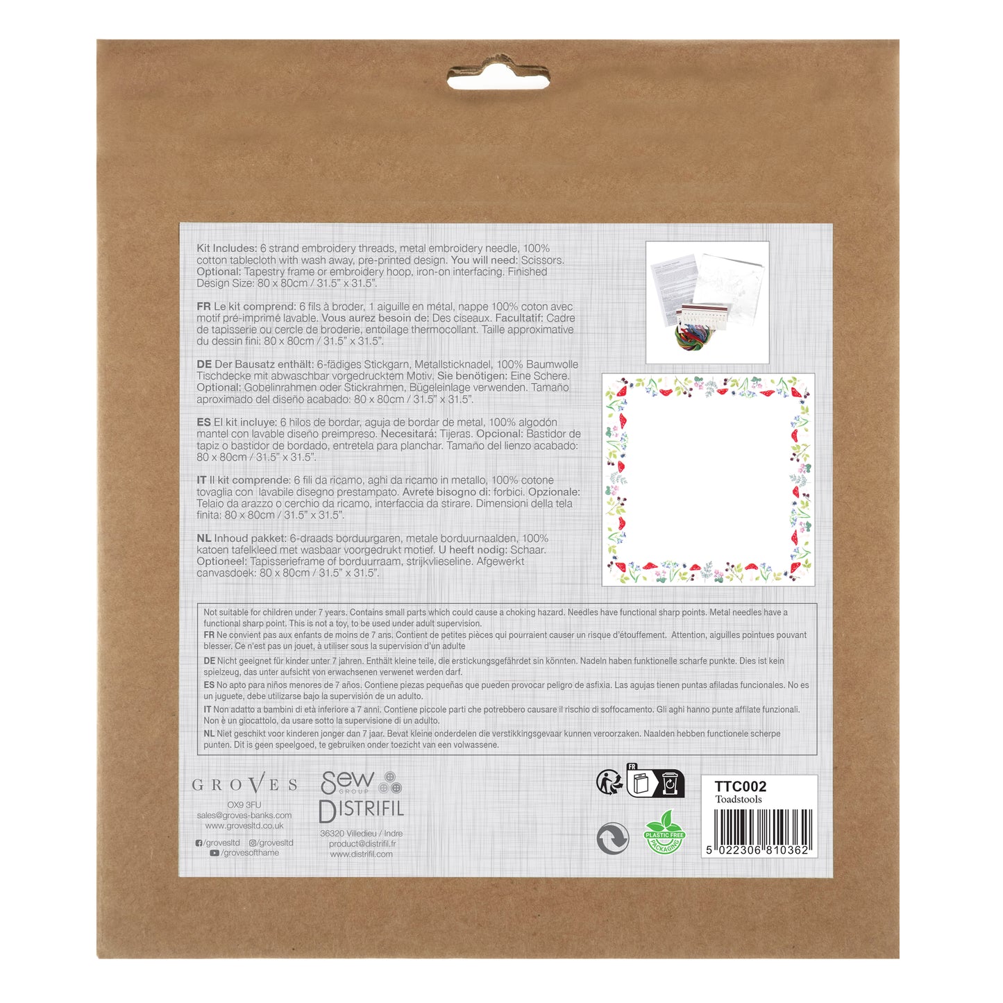 Embroidery Tablecloth Kit: Toadstools