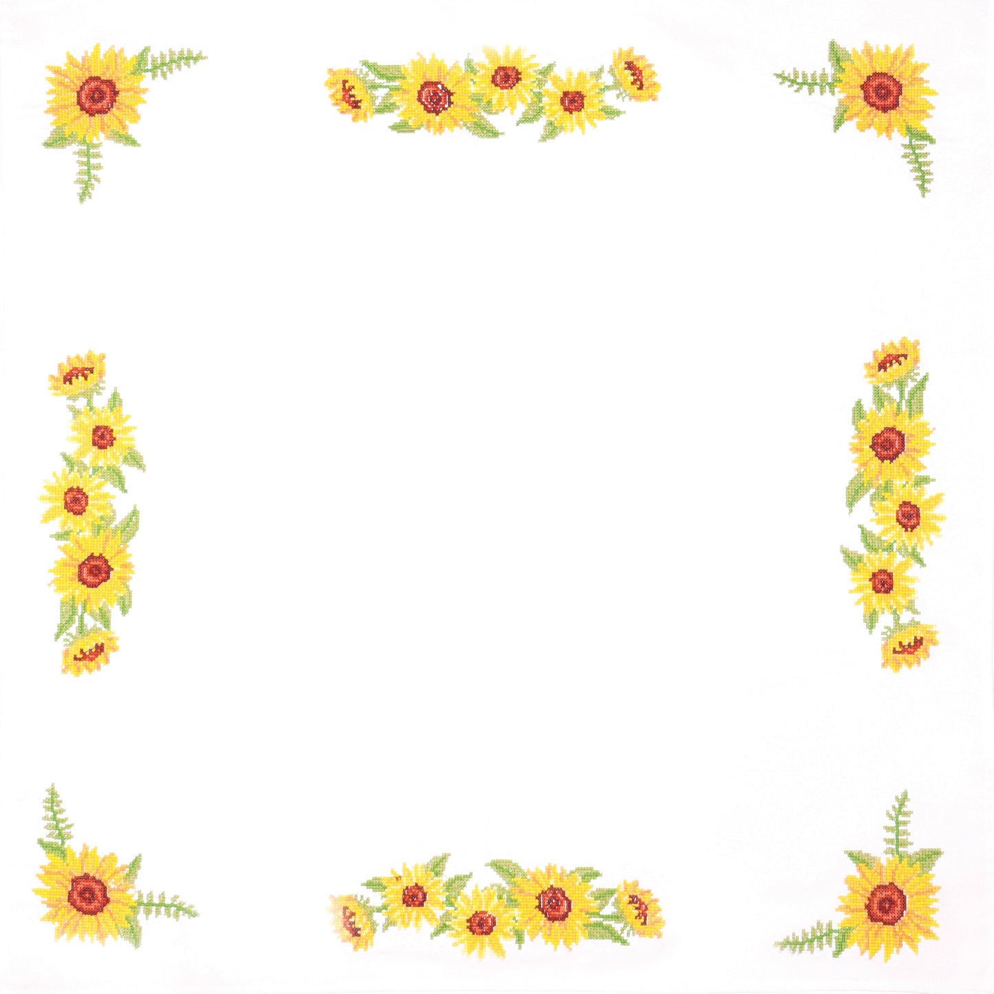 Printed Cross Stitch Tablecloth Kit: Sunflowers