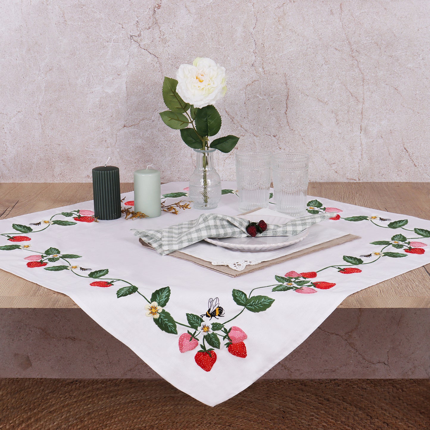 Embroidery Tablecloth Kit: Strawberries