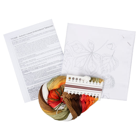 Embroidery Tablecloth Kit: Autumn Leaves