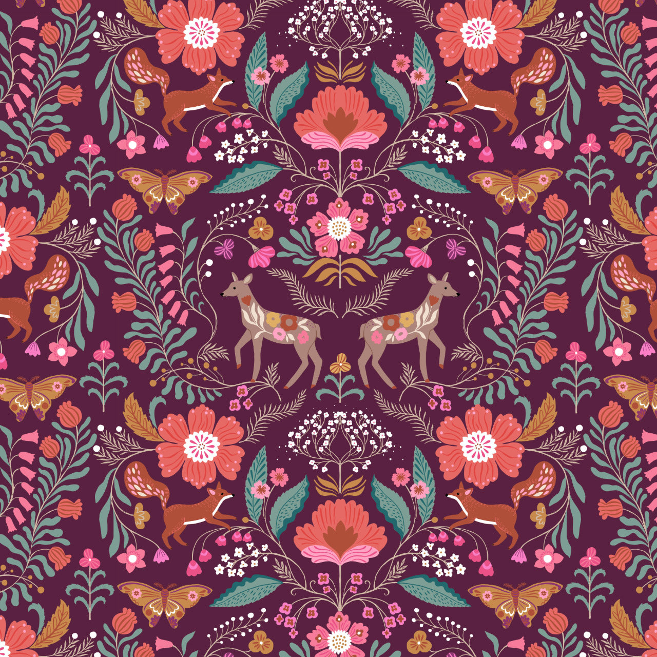 Wild Folk – Deer Damask