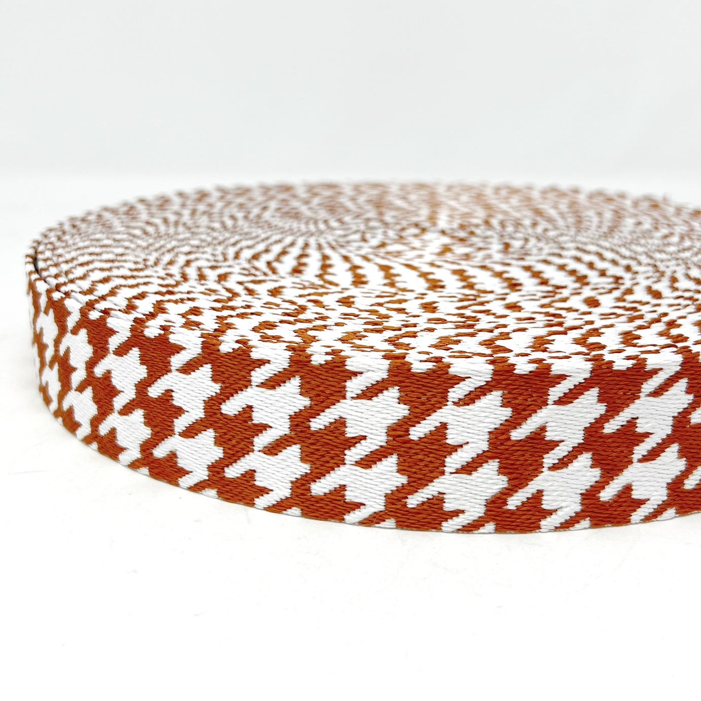 Burnt Orange Houndstooth Webbing - 38mm