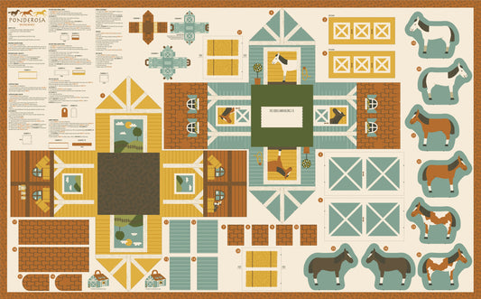 Cut and Sew Panel - Barn and Horses