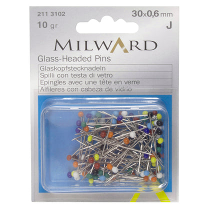 Glass-Headed Pins: 30x0.6mm