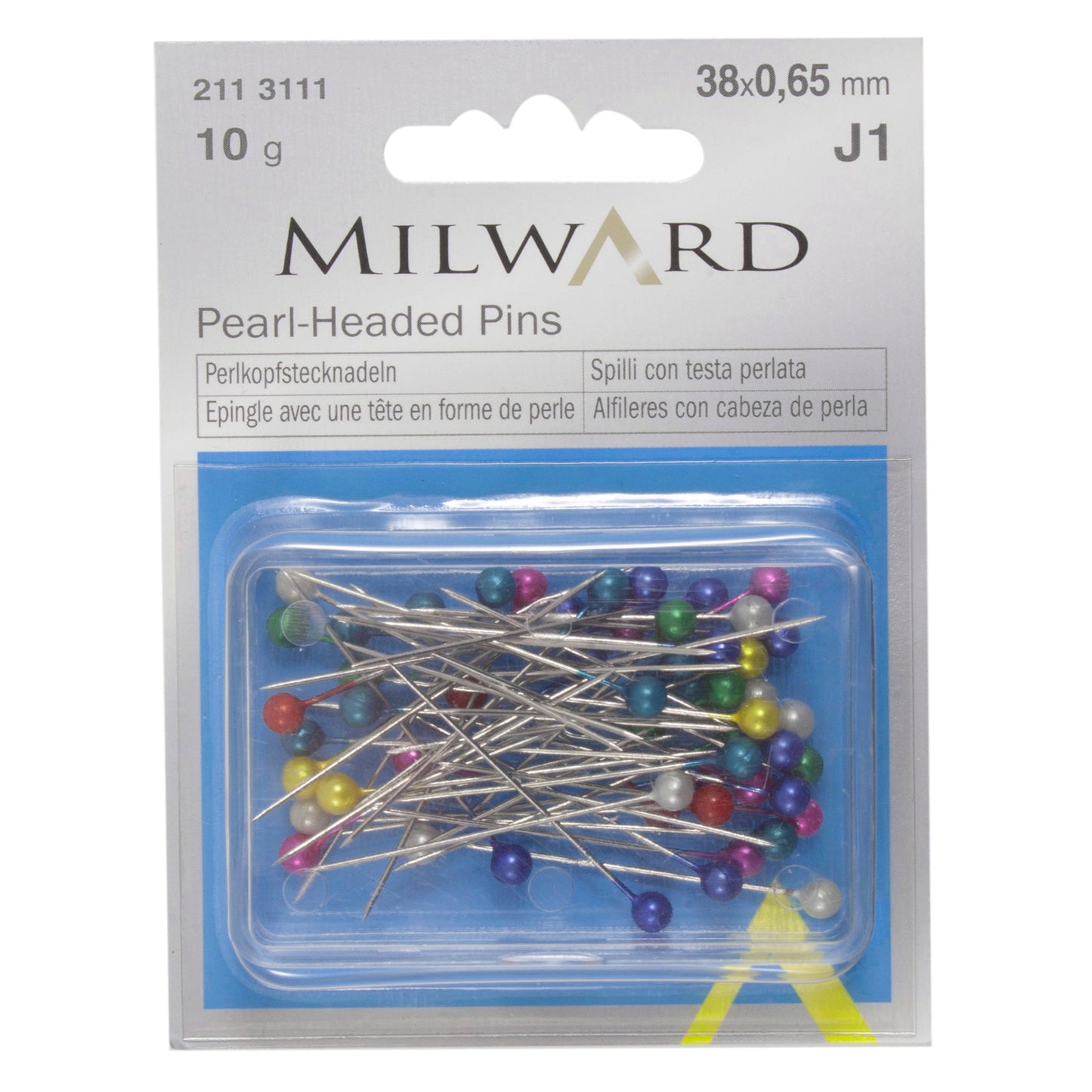 Straight Pearl-Headed Pins: 38 x 0.65mm: 50 Pieces