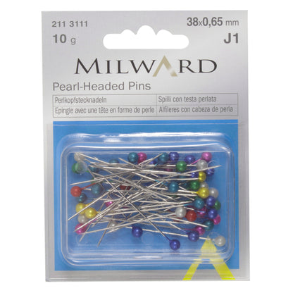 Straight Pearl-Headed Pins: 38 x 0.65mm: 50 Pieces