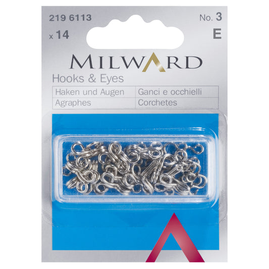 Large Hooks & Eyes: Silver: 14 Pieces