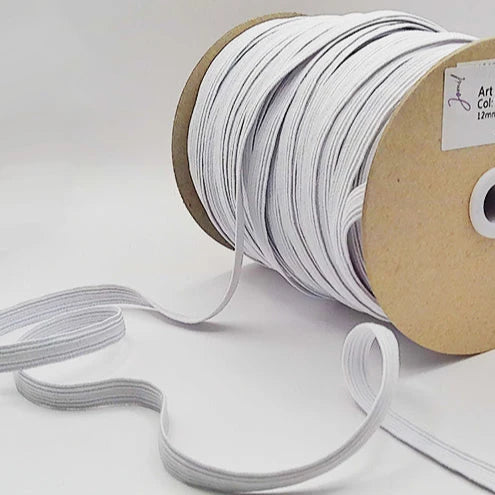 12mm Corded Elastic - White