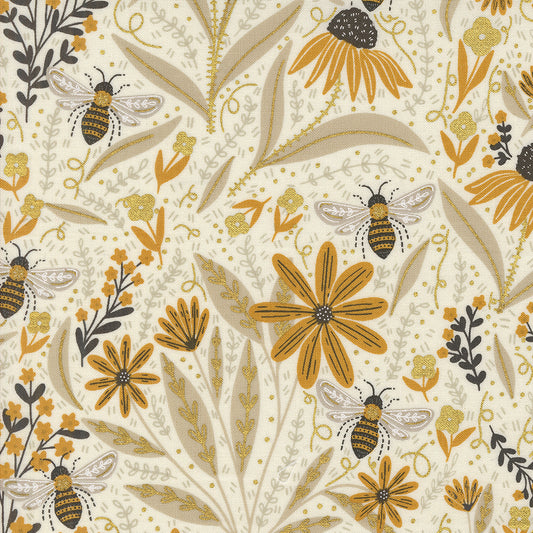 Bees in Flowers - Cream