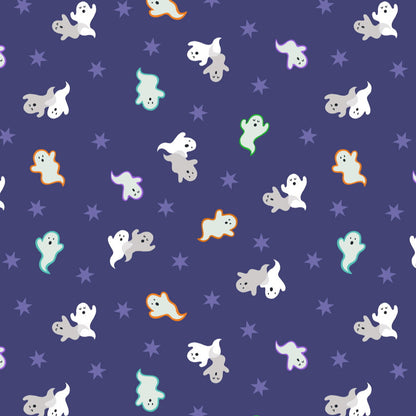 Spooky ghosts on blue