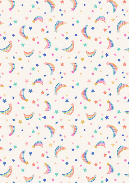 Shooting rainbow stars on cream