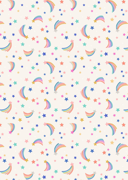 Shooting rainbow stars on cream