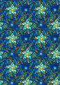 Axé blue and green floral on dark blue