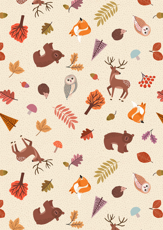 Nature trail creatures on warm cream