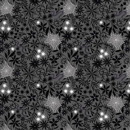 Floral cobwebs on grey