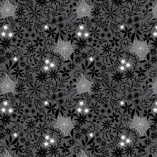 Floral cobwebs on grey