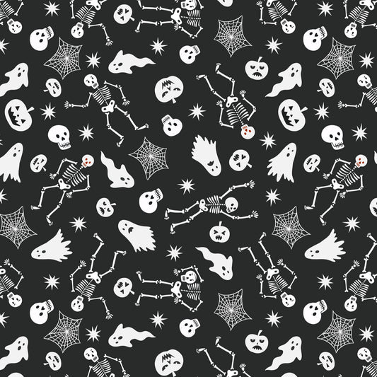 Spooky friends on black