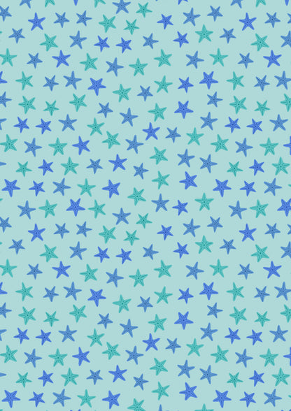 Aqua starfish on sea green