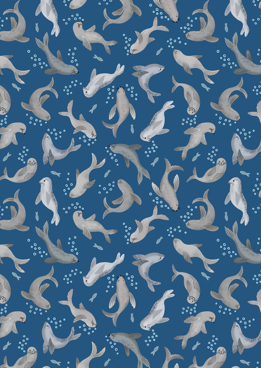 Seal bubbles on dark blue