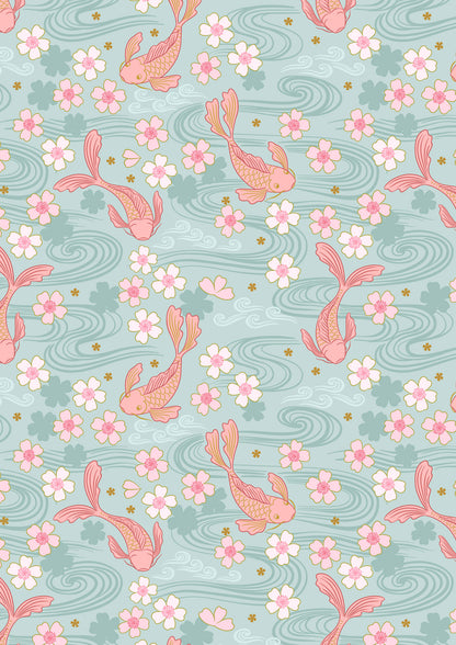 Sakura koi on duck egg with gold metallic