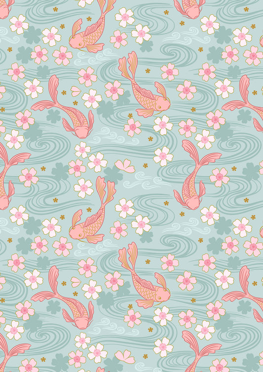 Sakura koi on duck egg with gold metallic