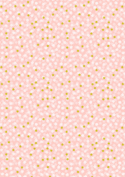 Tiny blossom on pink with gold metallic
