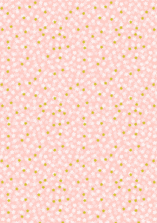 Tiny blossom on pink with gold metallic