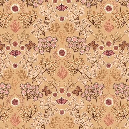 Large floral butterfly on warm gold