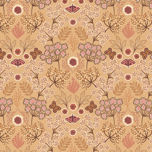 Large floral butterfly on warm gold