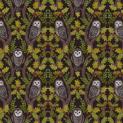 Wise owls on dark oak