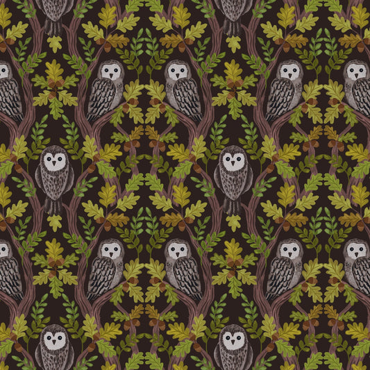 Wise owls on dark oak